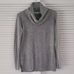 Loft Cowlneck Pullover Sweater Size XS. Gray w/Black Speckles